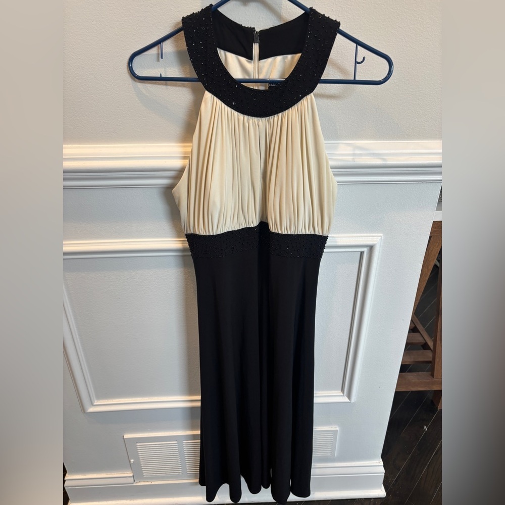 Jessica Howard Cream And Black Halter Dress Size 12 - Picture 3 of 8